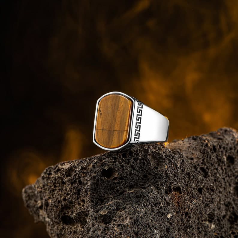 Turkish Style Ring with Natural Tiger Eye Stone | 925 Sterling Silver Oxidized Ring | With Certificate of Authenticity and 925 Hallmark - Image 4